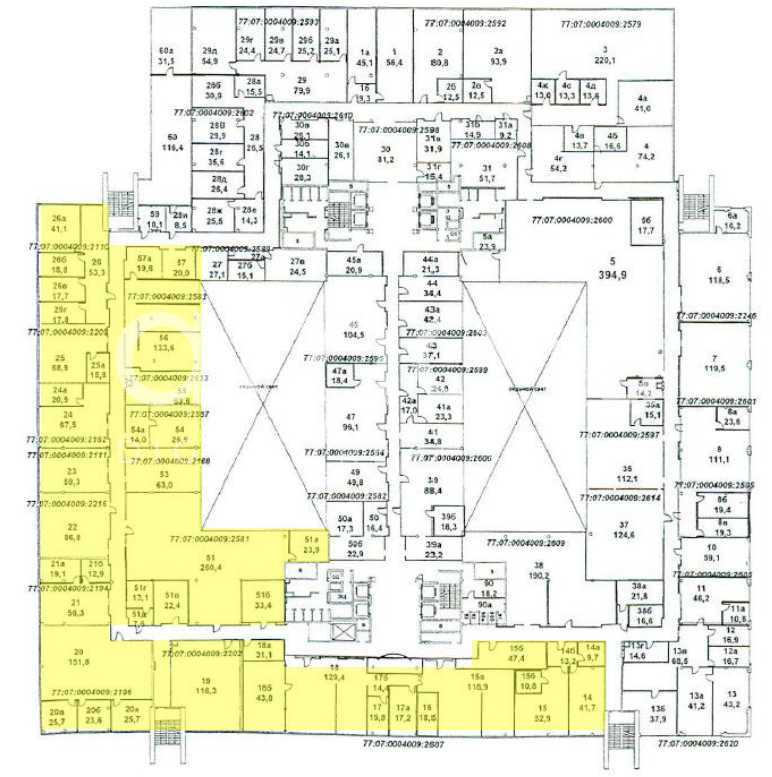 Планировка офиса 5929.3 м², 7 этаж, Бизнес-центр «Гранд Сетунь Плаза»